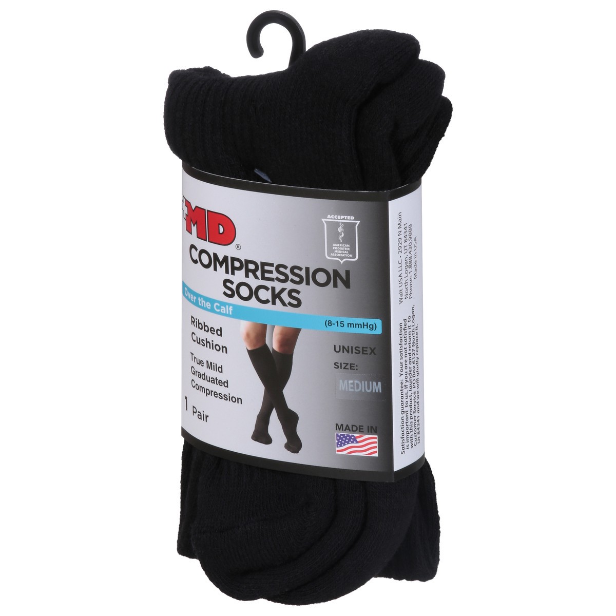 slide 3 of 9, MD Ribbed Cotton Cushion Compression Socks, 1 ct