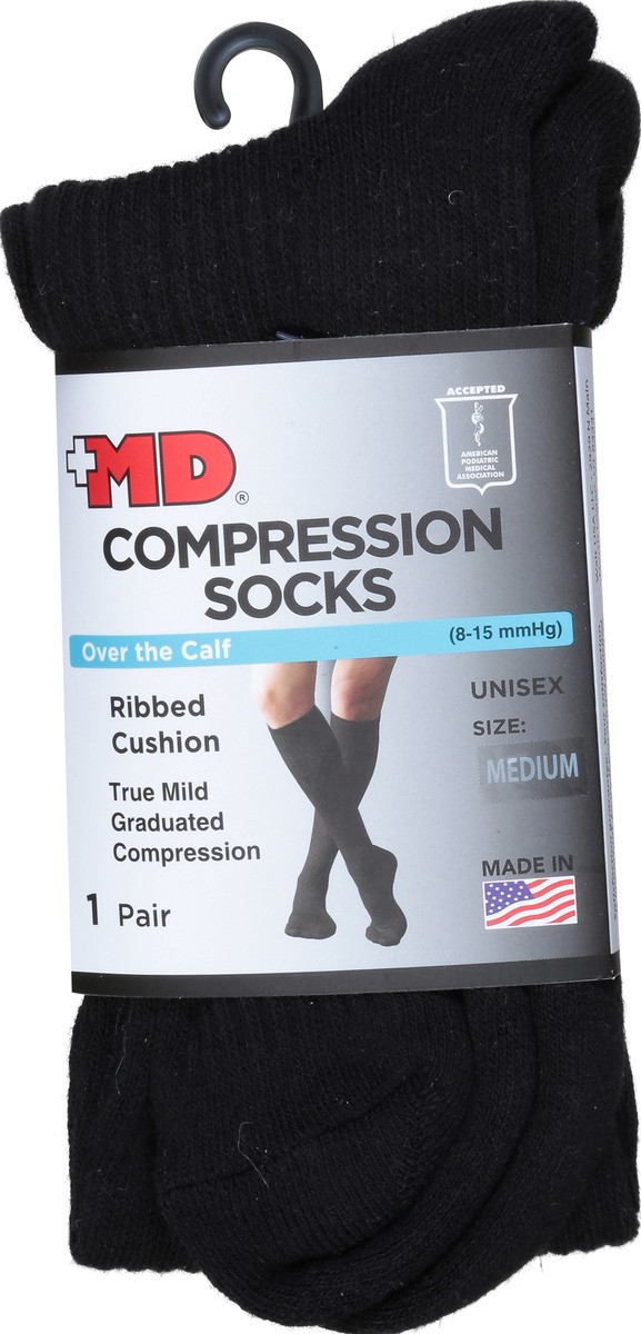slide 6 of 9, MD Ribbed Cotton Cushion Compression Socks, 1 ct