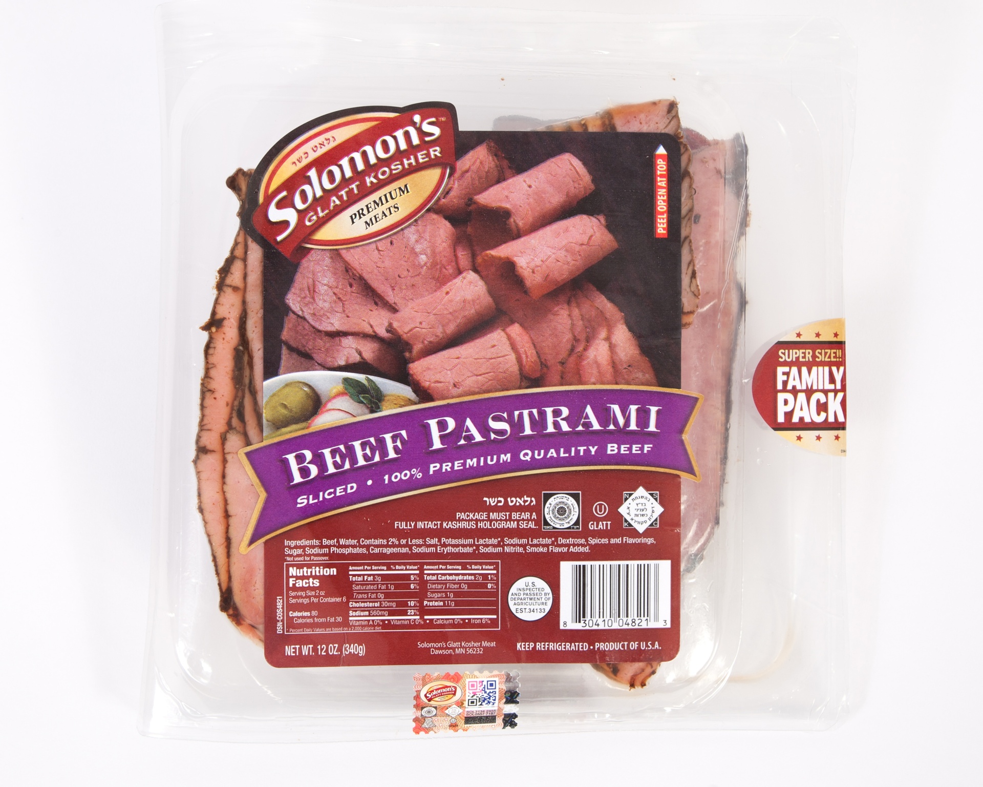 slide 1 of 2, Solomon's Glatt Kosher Sliced Pastrami, 24 oz