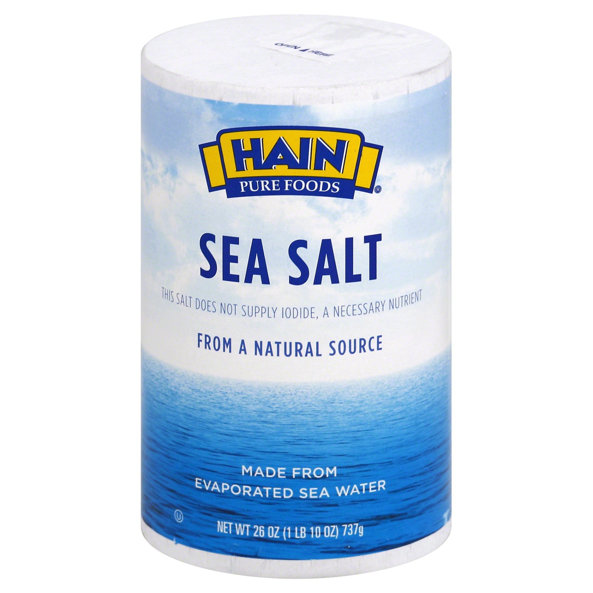 slide 1 of 1, Hain Pure Foods Sea Salt, 26 oz