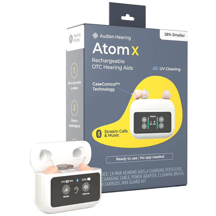 slide 3 of 5, Audien Hearing Atom X Rechargeable OTC Hearing Aids, 1 ct