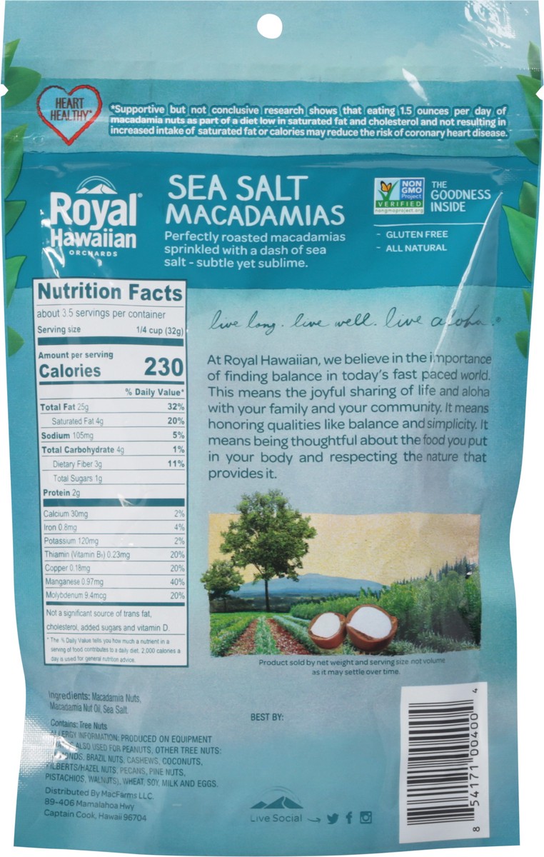 slide 4 of 12, Royal Hawaiian Orchards Sea Salt Macadamias 4 oz, 4 oz