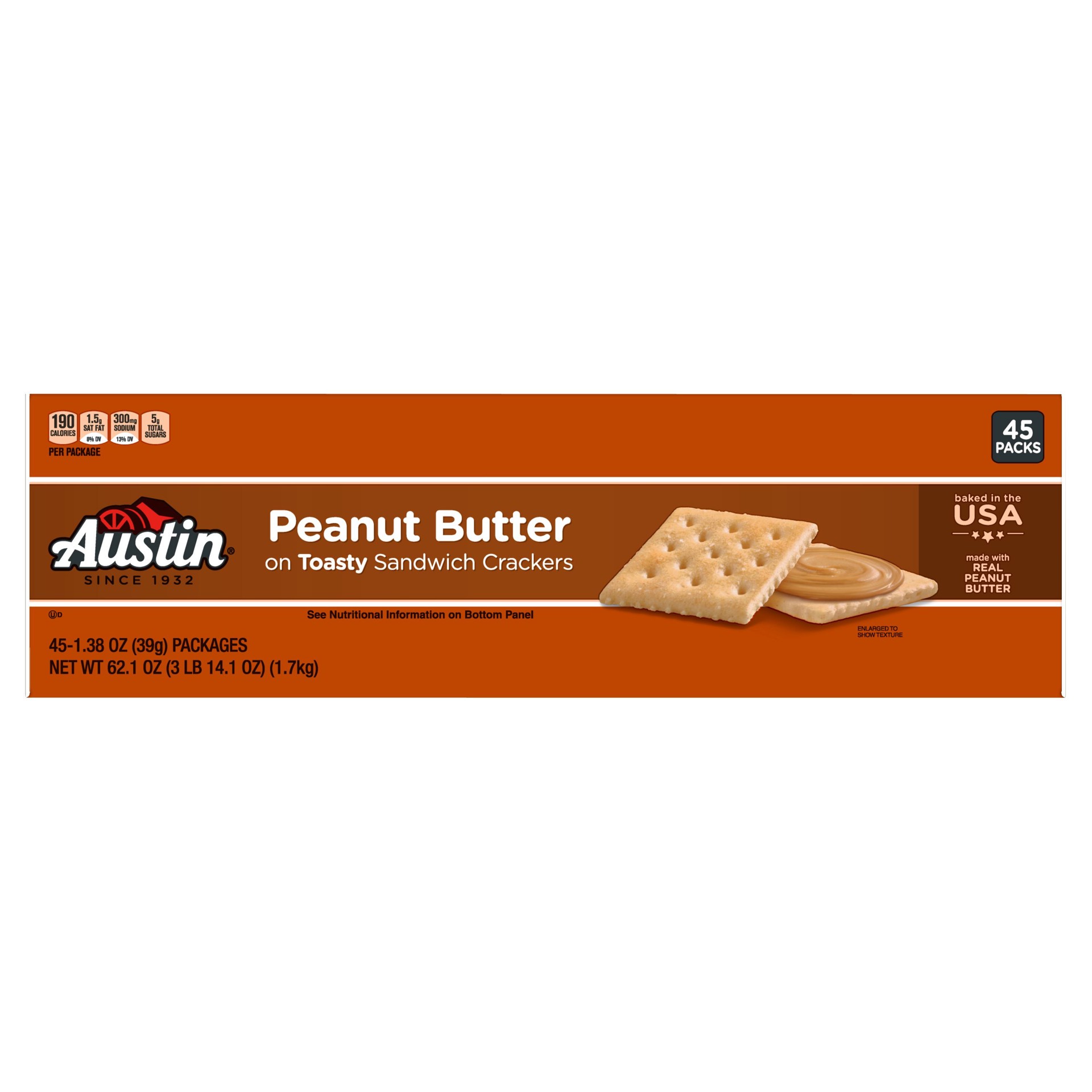 slide 3 of 5, Austin Toasty Crackers with Peanut Butter Sandwich Crackers, 62.1 oz