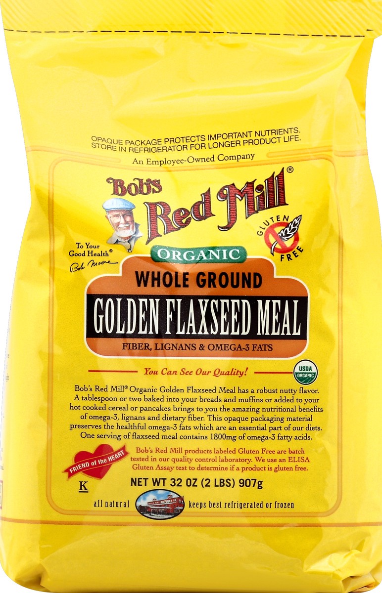 slide 5 of 5, Bob's Red Mill Organic Whole Ground Golden Flaxseed Meal, 32 oz