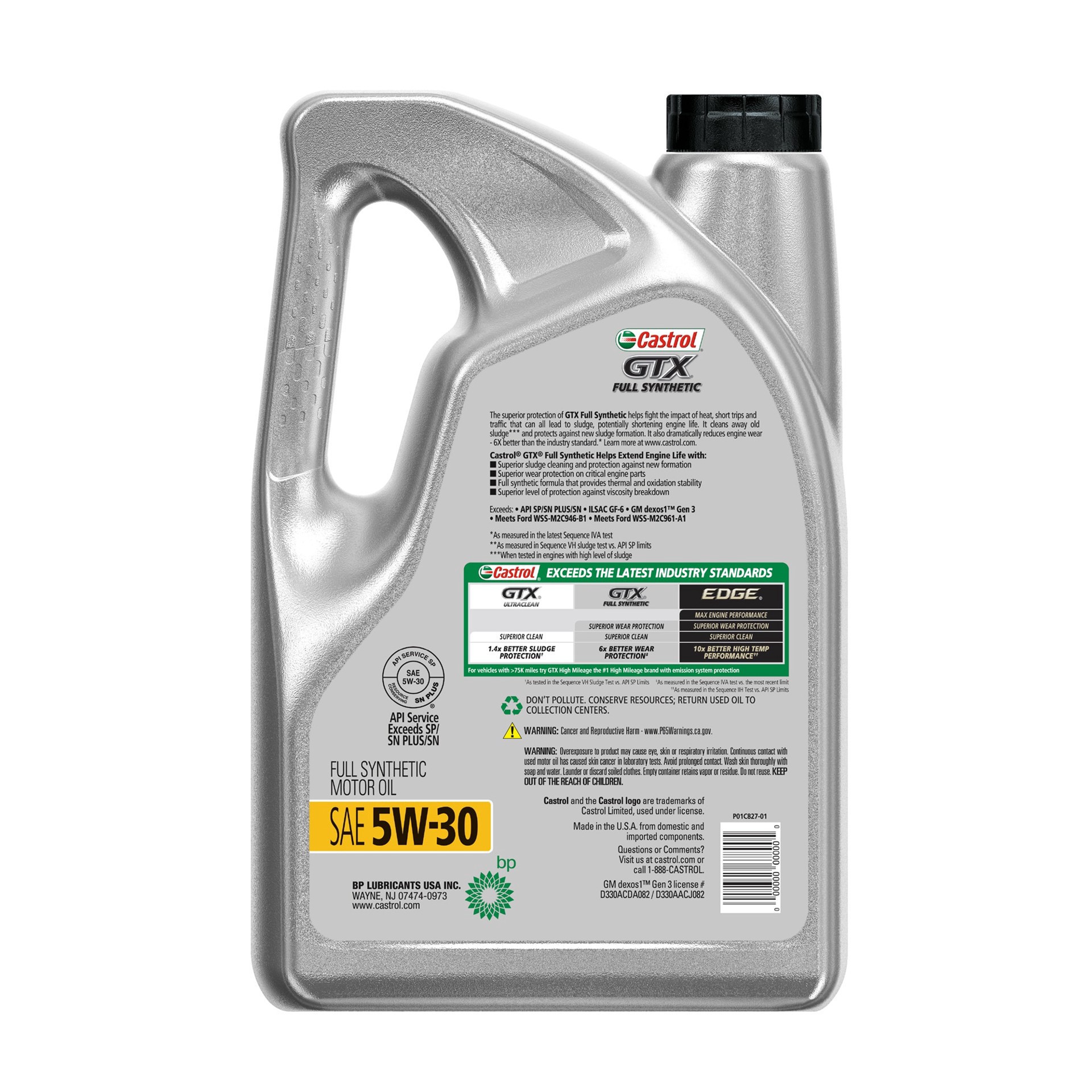 slide 4 of 4, Castrol GTX Full Synthetic 5W-30 Motor Oil, 5 Quarts, 5 qt