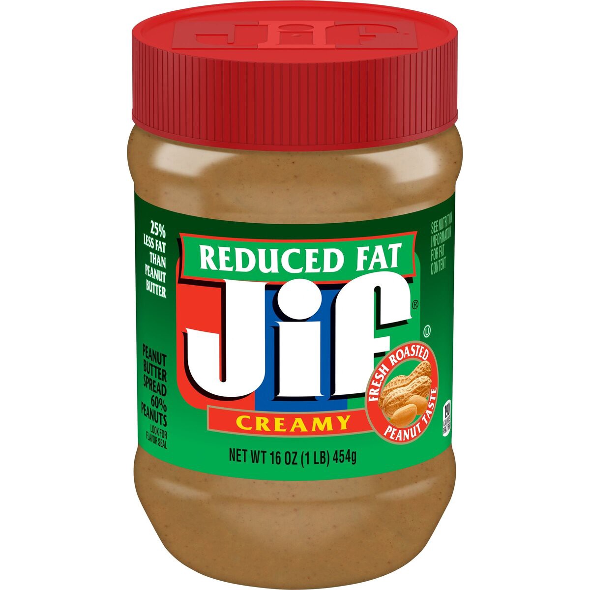 slide 1 of 8, Jif Reduced Fat Creamy Peanut Butter - 16oz, 16 oz