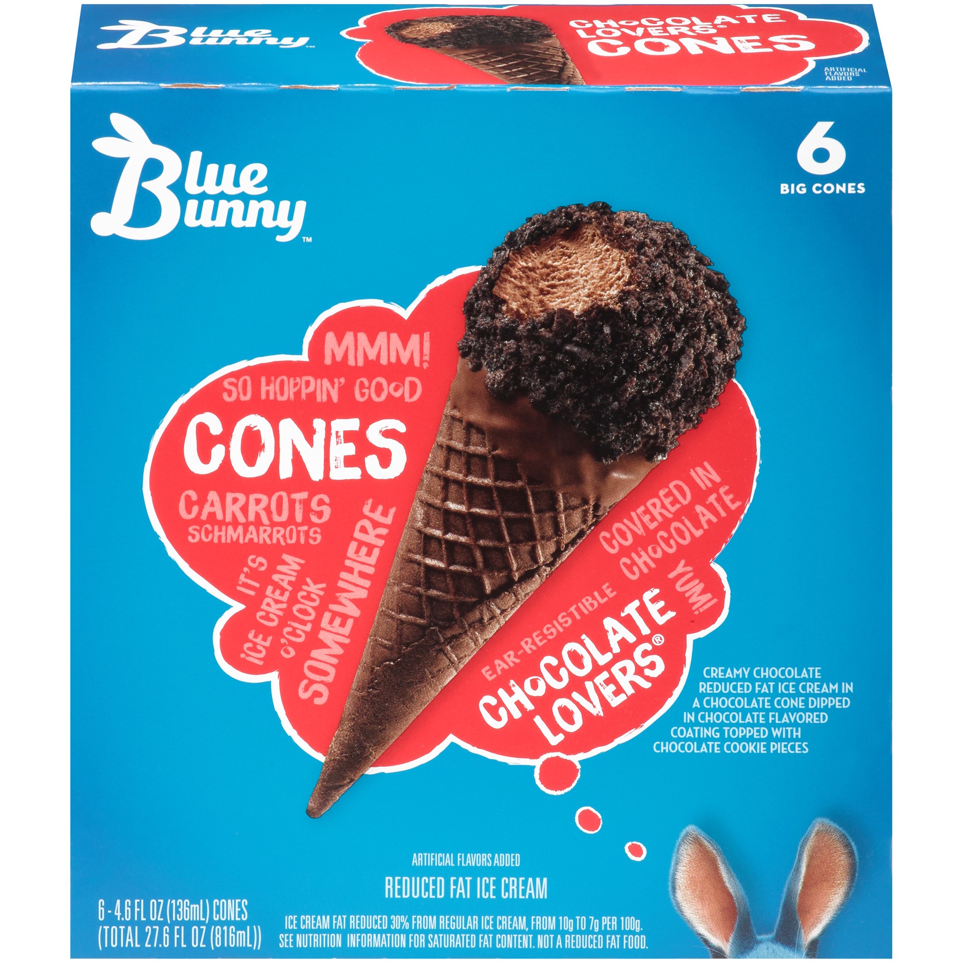 slide 1 of 2, Blue Bunny Chocolate Lovers Cone, 27.60 fl oz