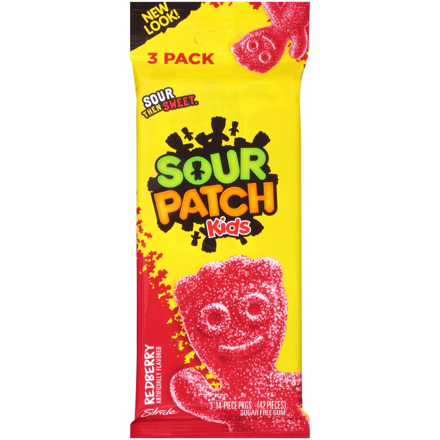 slide 1 of 6, Stride Sour Patch Kids Redberry Chewing Gum, 3 pk; 14 ct