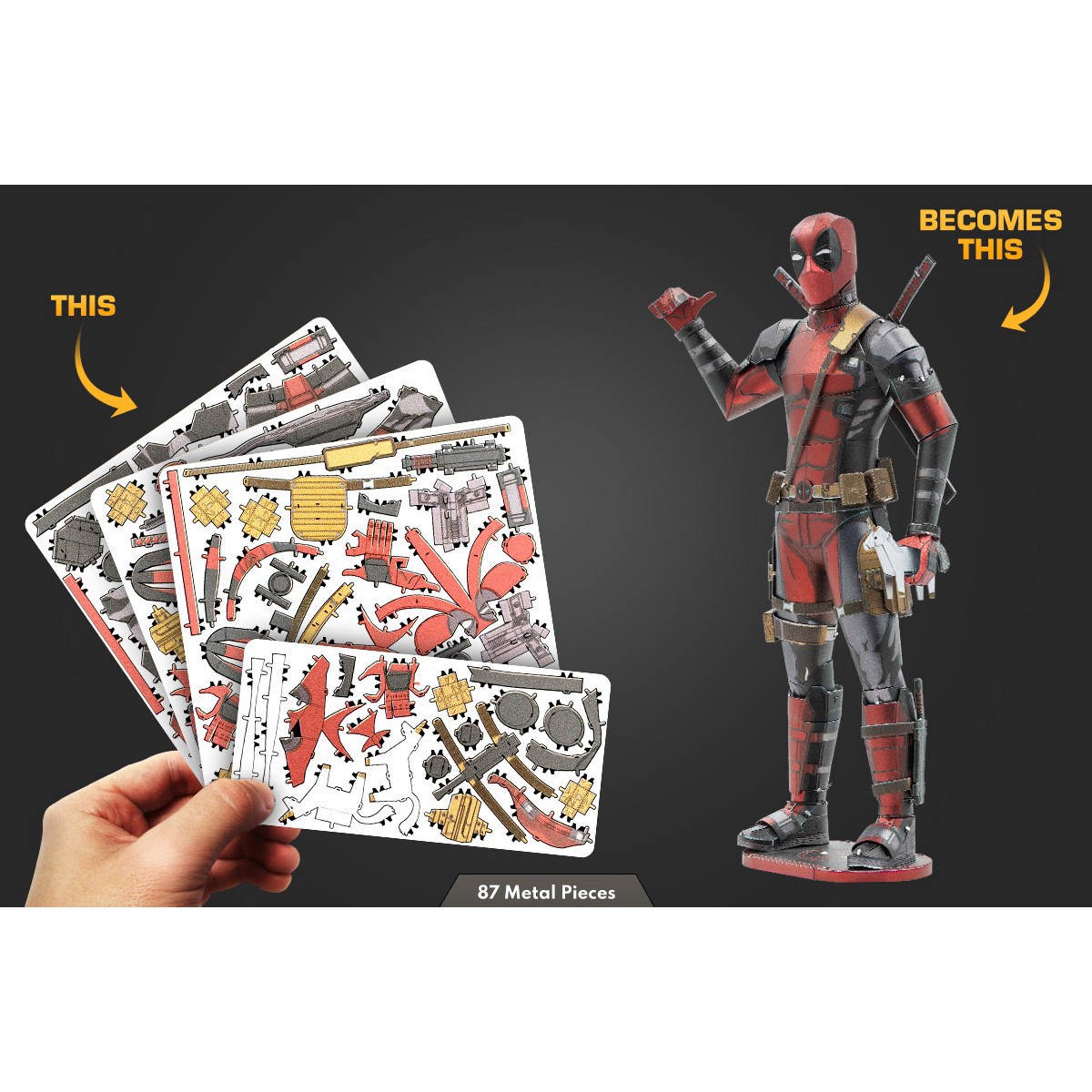slide 2 of 16, Fascinations Metal Earth Deadpool Steel Model Kit, 3 in x 1.6 in x 5.9 in