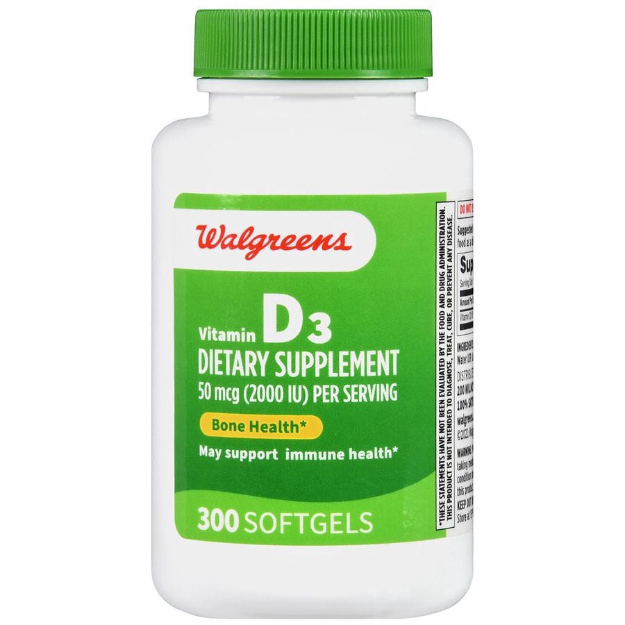slide 5 of 5, Walgreens Vitamin D3 50 mcg (2000 IU) Softgels, 75 ct