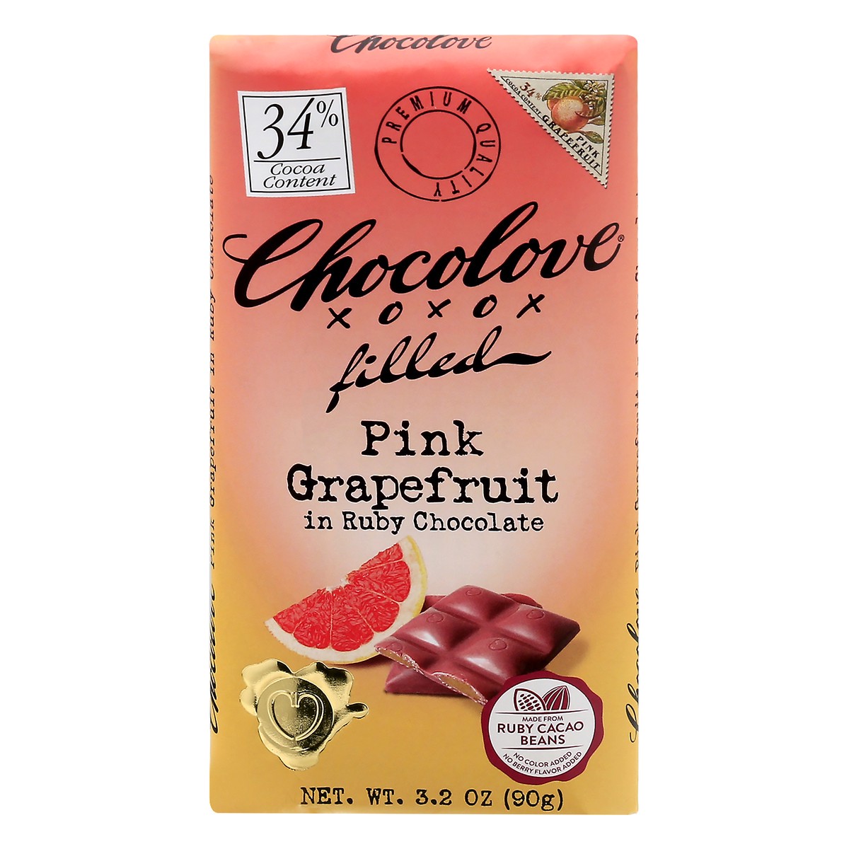 slide 1 of 13, Chocolove 34% Cocoa Filled Pink Grapefruit Ruby Chocolate 3.2 oz, 3.2 oz