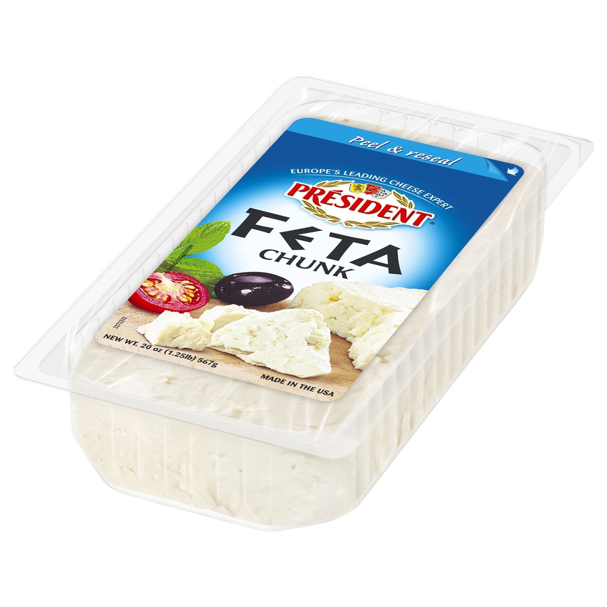 slide 2 of 3, Président Feta Cheese Chunk 20 oz, 20 oz