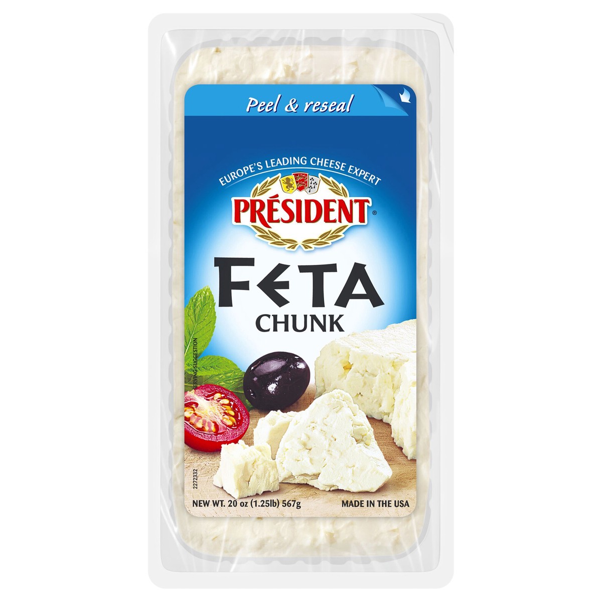 slide 1 of 3, Président Feta Cheese Chunk 20 oz, 20 oz