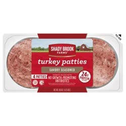 Shady Brook Farms Savory Seasoned Turkey Patties, 4 per Carton, Fresh, 1 lb.