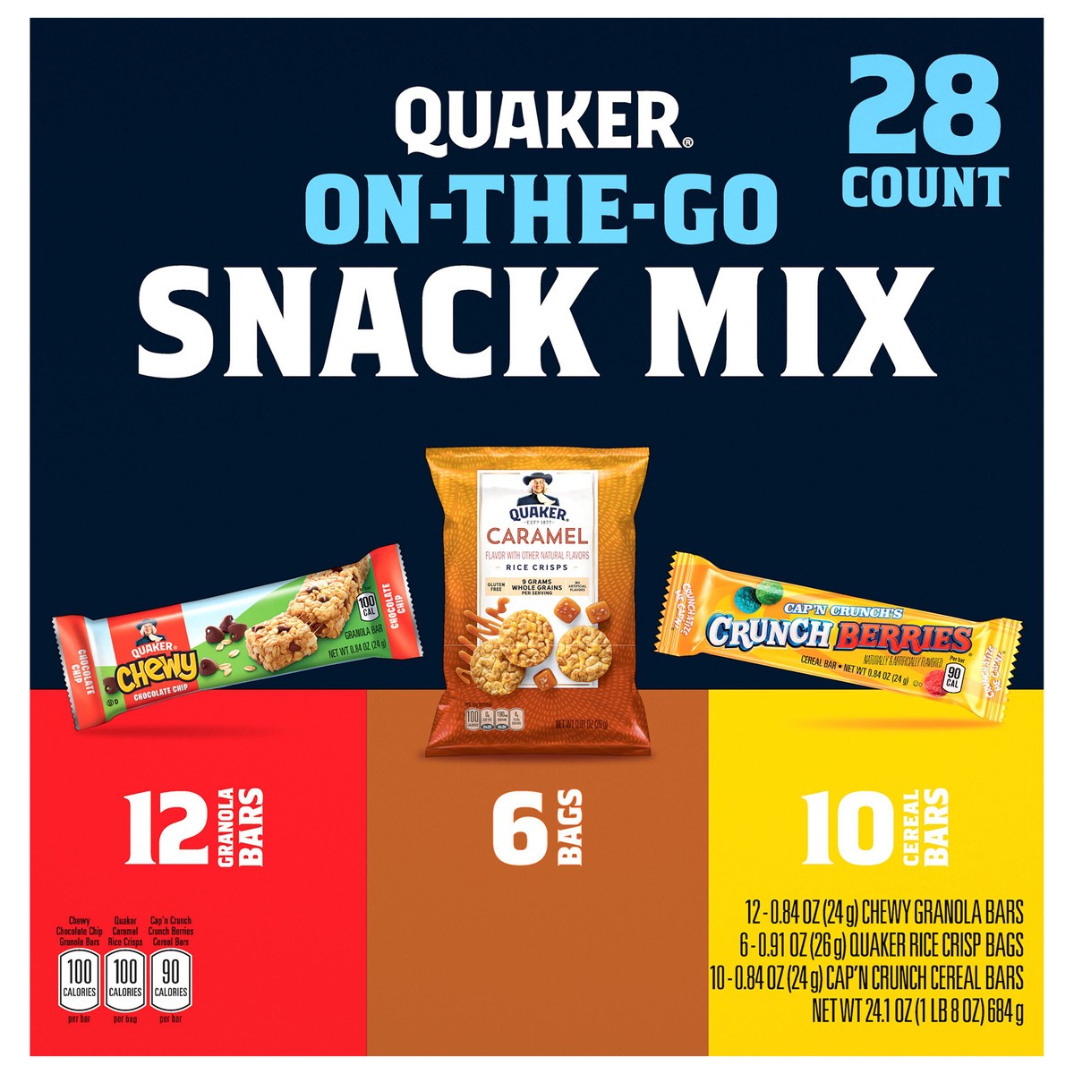 slide 1 of 6, Quaker Snack Mix, 28 ct