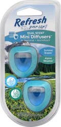 Refresh Your Car!! Diffuser Air Freshener, Alpine Meadow/Summer Breeze Scent, 2 Pack