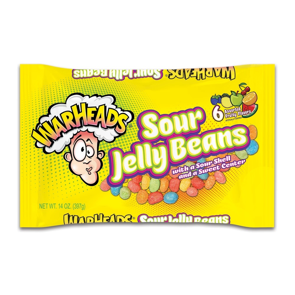 slide 1 of 1, Warheads Easter Sour Jelly Beans, 14 oz