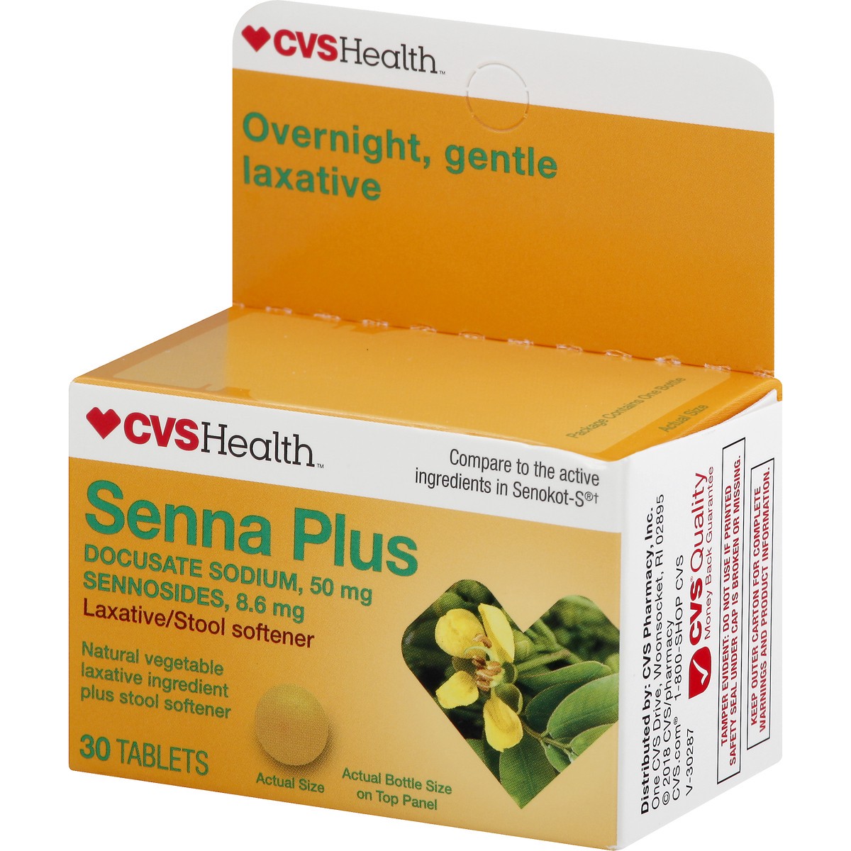slide 10 of 10, CVS Health Senna Plus Dual Action Laxative/Stool Softener Tablets, 30 Ct, 1 ct