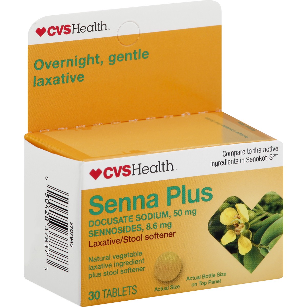 slide 6 of 10, CVS Health Senna Plus Dual Action Laxative/Stool Softener Tablets, 30 Ct, 1 ct