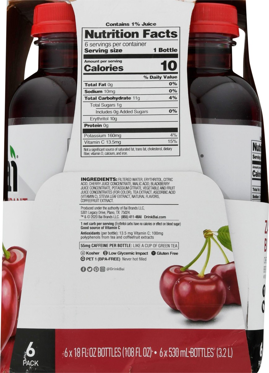 slide 14 of 14, Bai Antioxidant Infusion 6 Pack Zambia Bing Cherry Beverage 6 Bottles 18 fl oz Bottle 6 ea - 108 fl oz, 108 fl oz