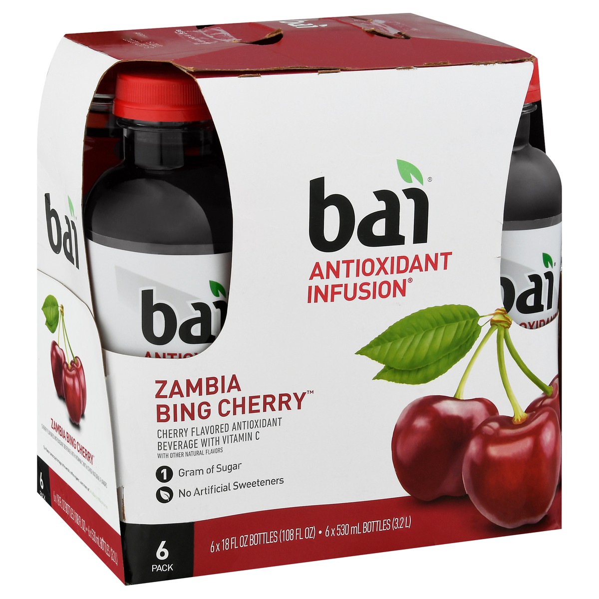 slide 10 of 14, Bai Antioxidant Infusion 6 Pack Zambia Bing Cherry Beverage 6 Bottles 18 fl oz Bottle 6 ea - 108 fl oz, 108 fl oz