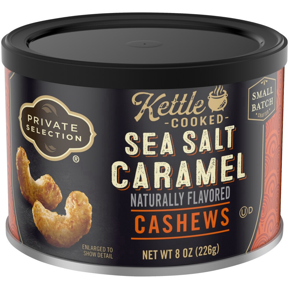 slide 4 of 6, Private Selection Kettle Cooked Sea Salt Caramel Cashews, 8 oz