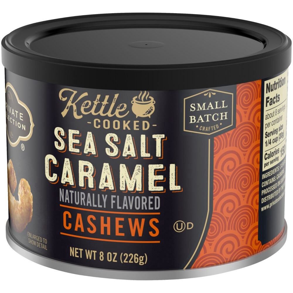 slide 6 of 6, Private Selection Kettle Cooked Sea Salt Caramel Cashews, 8 oz
