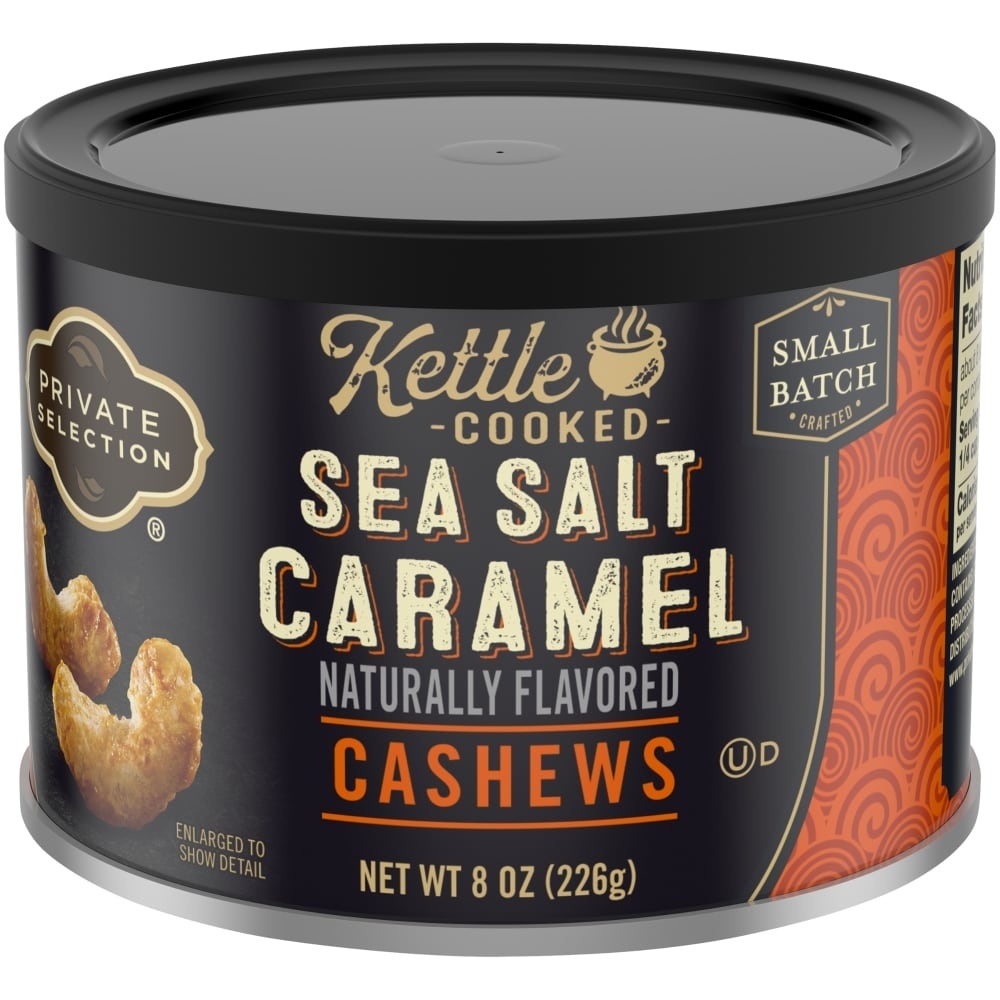 slide 1 of 1, Private Selection Kettle Cooked Sea Salt Caramel Cashews, 8 oz