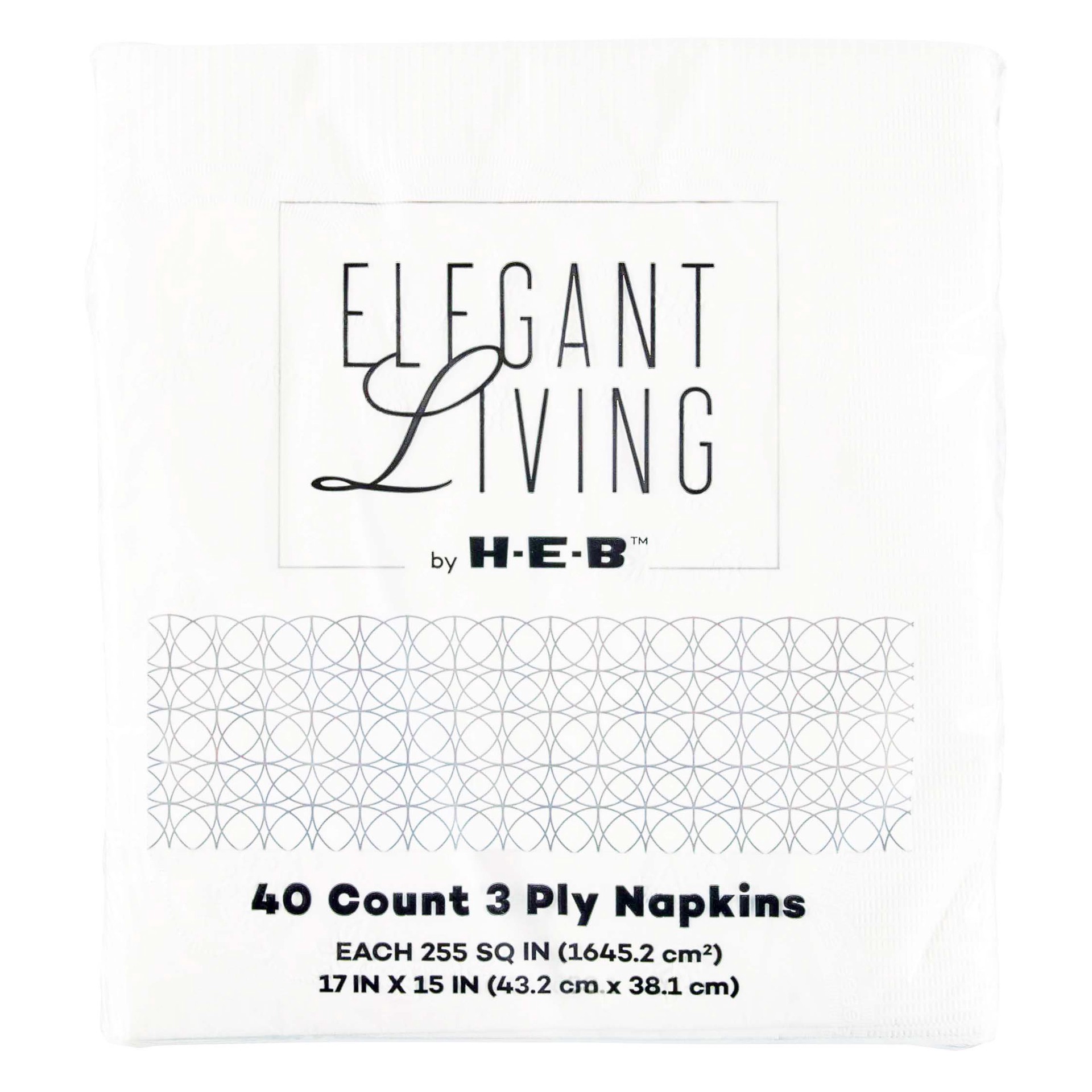 slide 1 of 1, H-E-B Elegant Living White Dinner Napkins, 40 ct