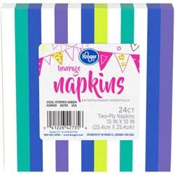 Kroger Entertainment Essentials Beverage Napkins - 24 Pk - Cool Stripes Green