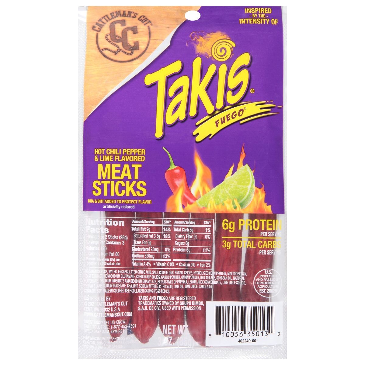 slide 1 of 1, Takis Fuego Meat Sticks 3 oz, 3 oz