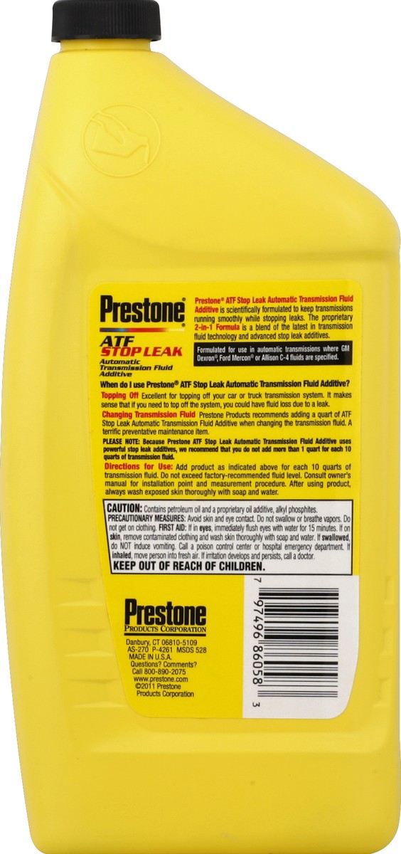 slide 3 of 3, Prestone Automatic Transmission Fluid, ATF Plus! Stop Leak, 1 ct