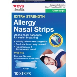 slide 1 of 1, CVS Health Allergy Nasal Strips, Clear, 10 ct