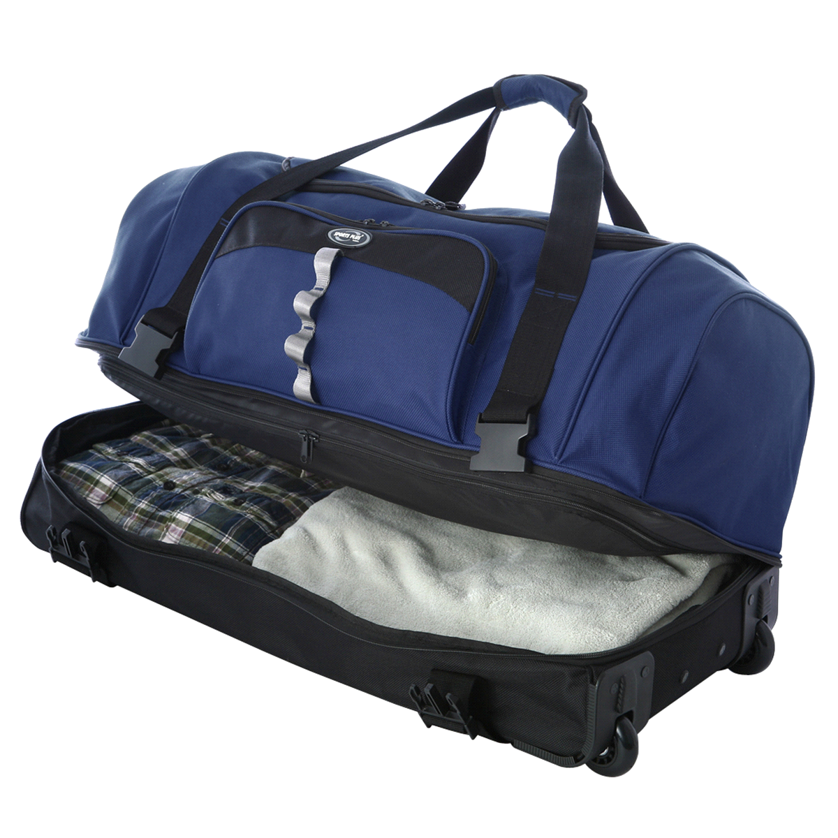 slide 6 of 6, Olympia 30 Drop Bottom Rolling Duffel Navy, 1 ct