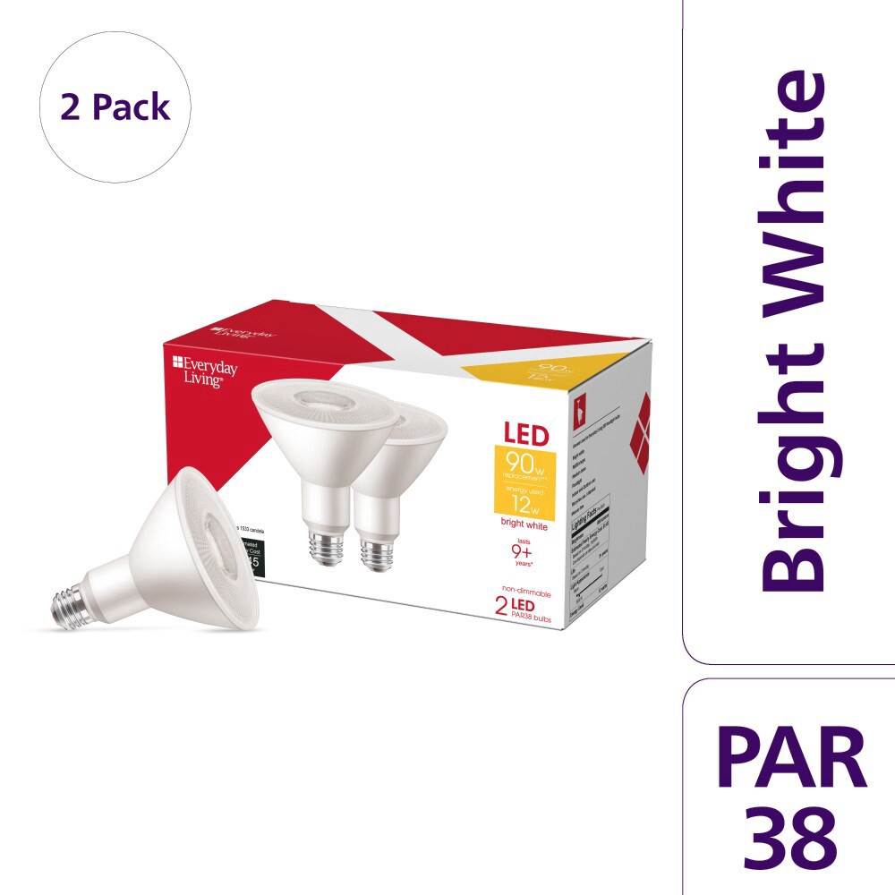 slide 2 of 2, Everyday Living 12-Watt (90-Watt) Par38 Led Floodlight Bulbs, 2 ct