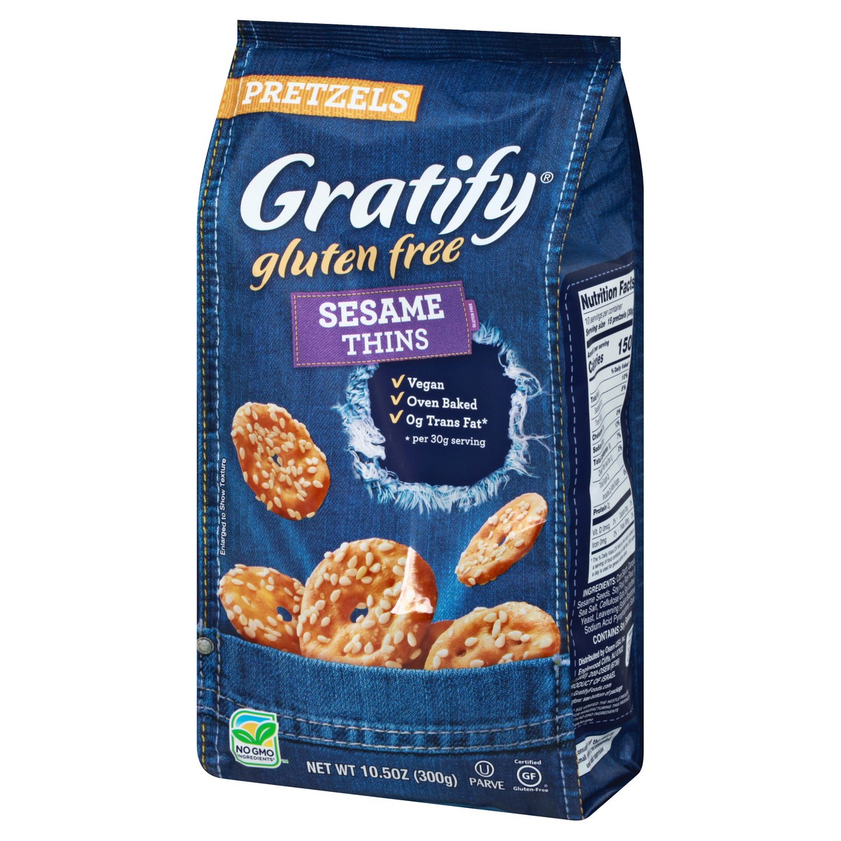 slide 3 of 13, Gratify Gluten Free Pretzel Sesame Thin, 10.5 oz