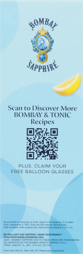 slide 4 of 4, Bombay Sapphire Gin 750ml w/Tonic Water, 1 ct
