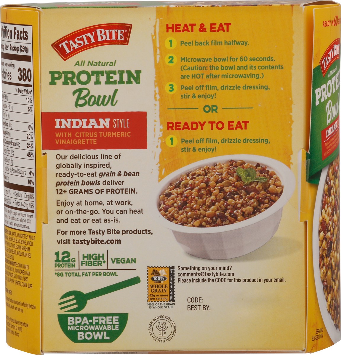 slide 10 of 12, Tasty Bite Indian Style Mild Protein Bowl 8.8 oz Box, 8.8 oz