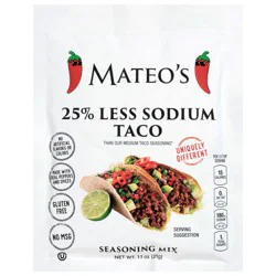 Mateo's 25% Less Sodium Taco Seasoning Mix 1.1 oz