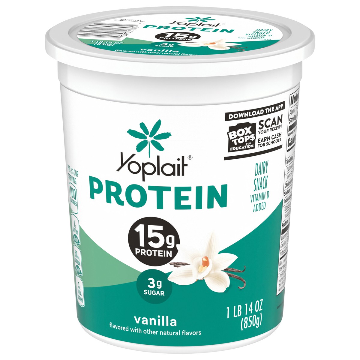 slide 15 of 15, Yoplait Protein Yogurt Cultured Dairy Snack, Vanilla Flavored, Gluten Free Protein Snacks- 30 oz, 30 oz