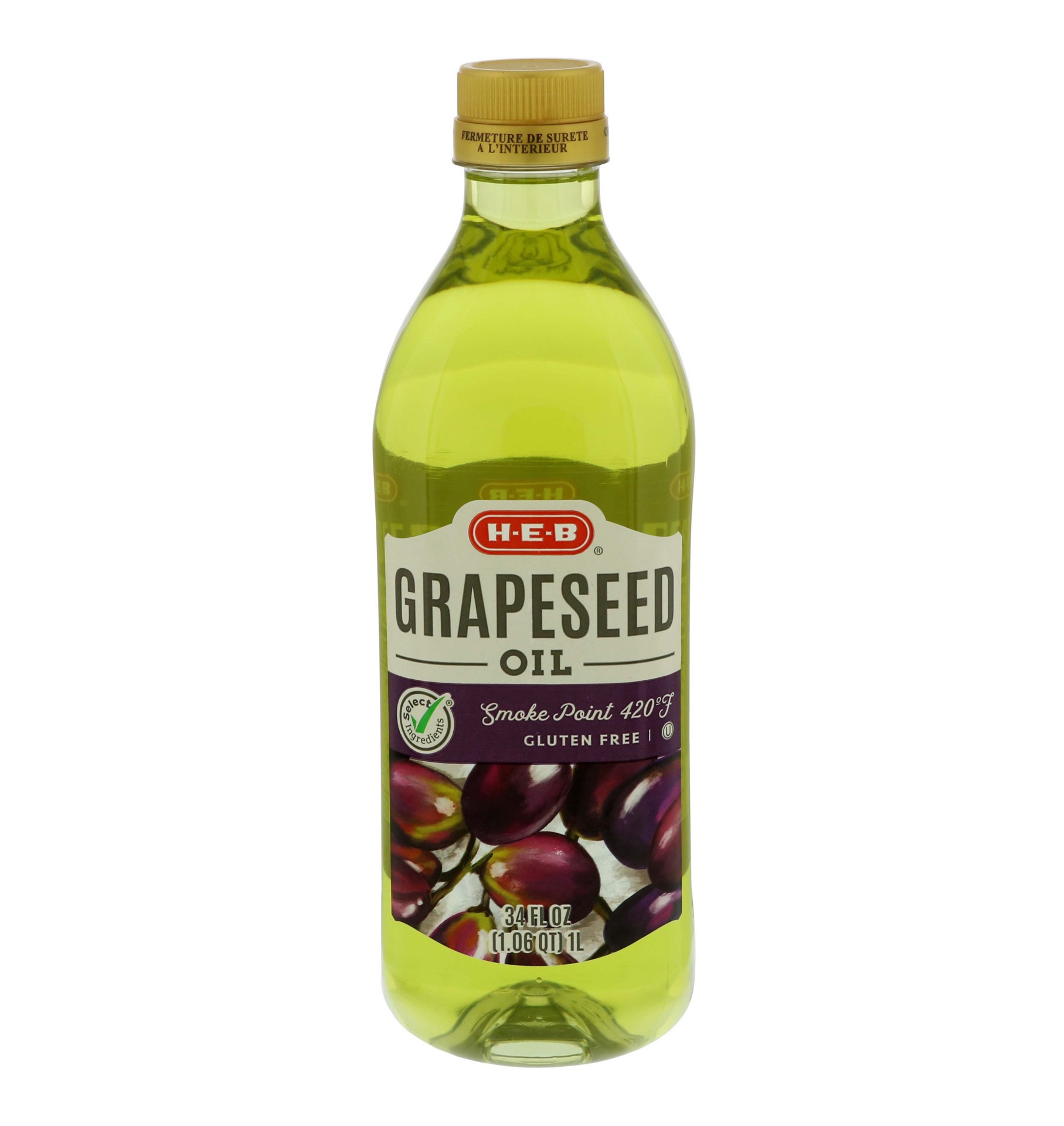 slide 1 of 1, H-E-B Grapeseed Oil, Clean Flavor, 34 oz