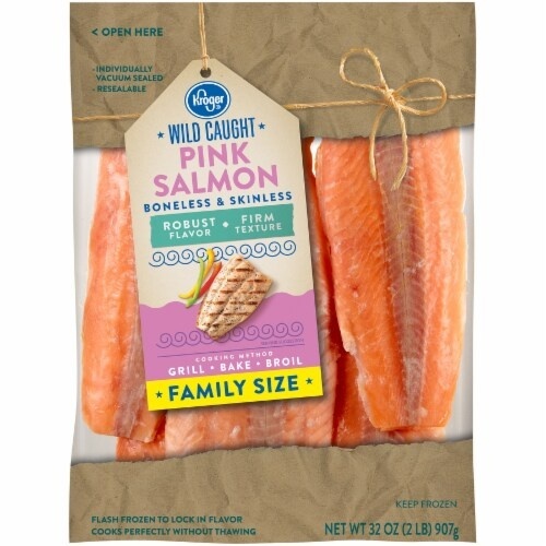 slide 1 of 1, Kroger Wild Caught Boneless Skinless Pink Salmon Fillets Family Size, 2 lb