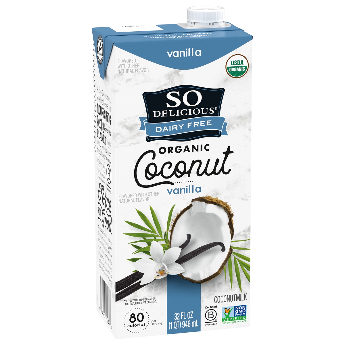 slide 14 of 15, So Delicious Dairy Free Shelf-Stable Coconut Milk, Vanilla, Vegan, Non-GMO Project Verified, 1 Quart, 32 fl oz