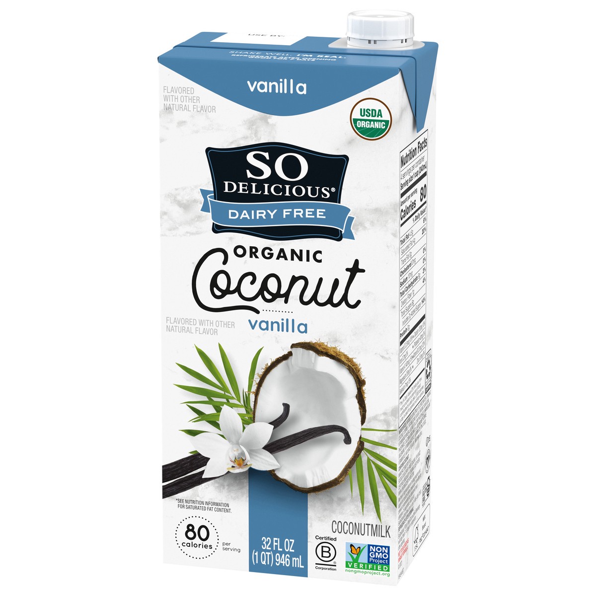 slide 9 of 15, So Delicious Dairy Free Shelf-Stable Coconut Milk, Vanilla, Vegan, Non-GMO Project Verified, 1 Quart, 32 fl oz