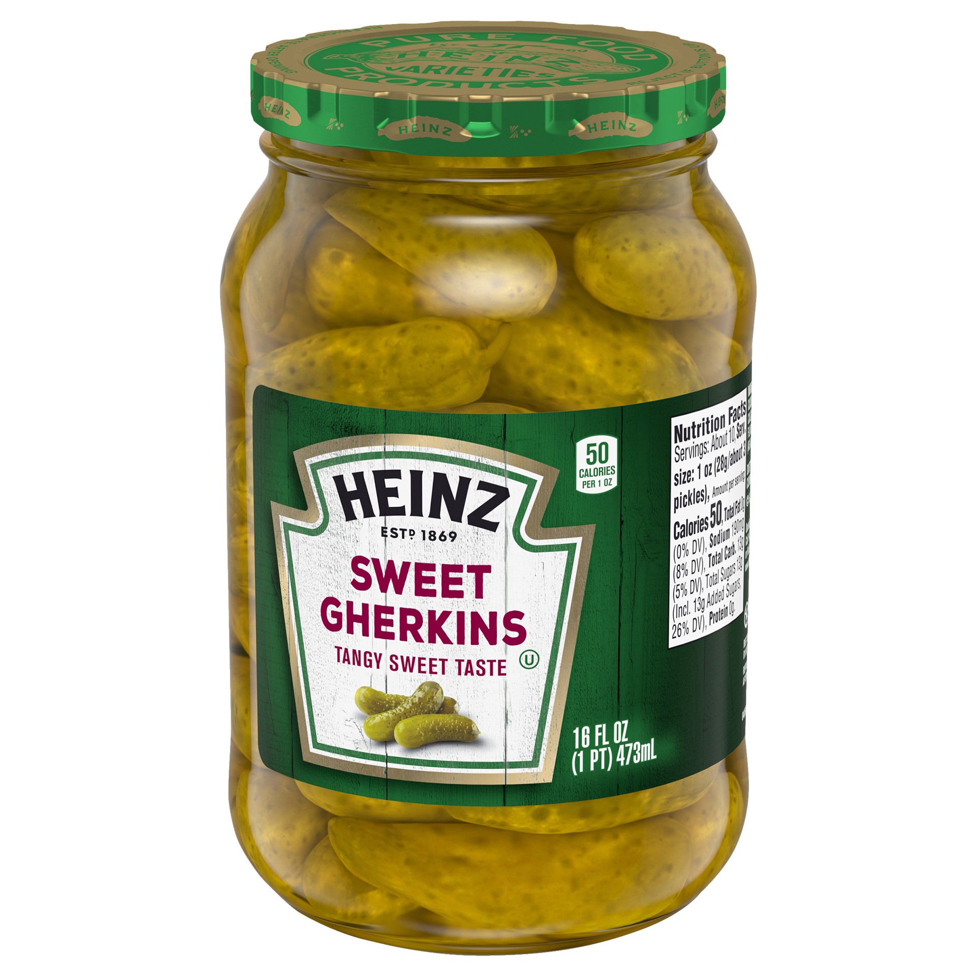 slide 2 of 5, Heinz Sweet Gherkins Mini Pickles, 16 fl oz Jar, 16 fl oz