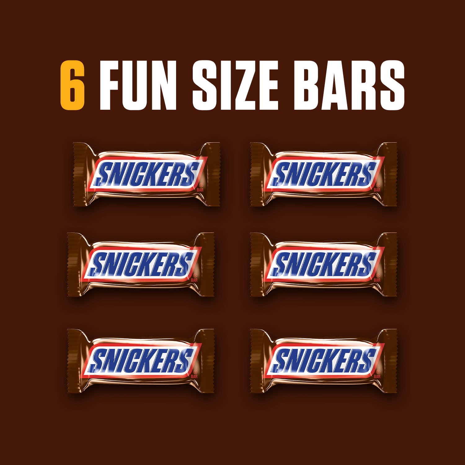 slide 8 of 8, SNICKERS Fun Size Chocolate Candy Bars, 3.4 oz (6 Pack), 3.4 oz