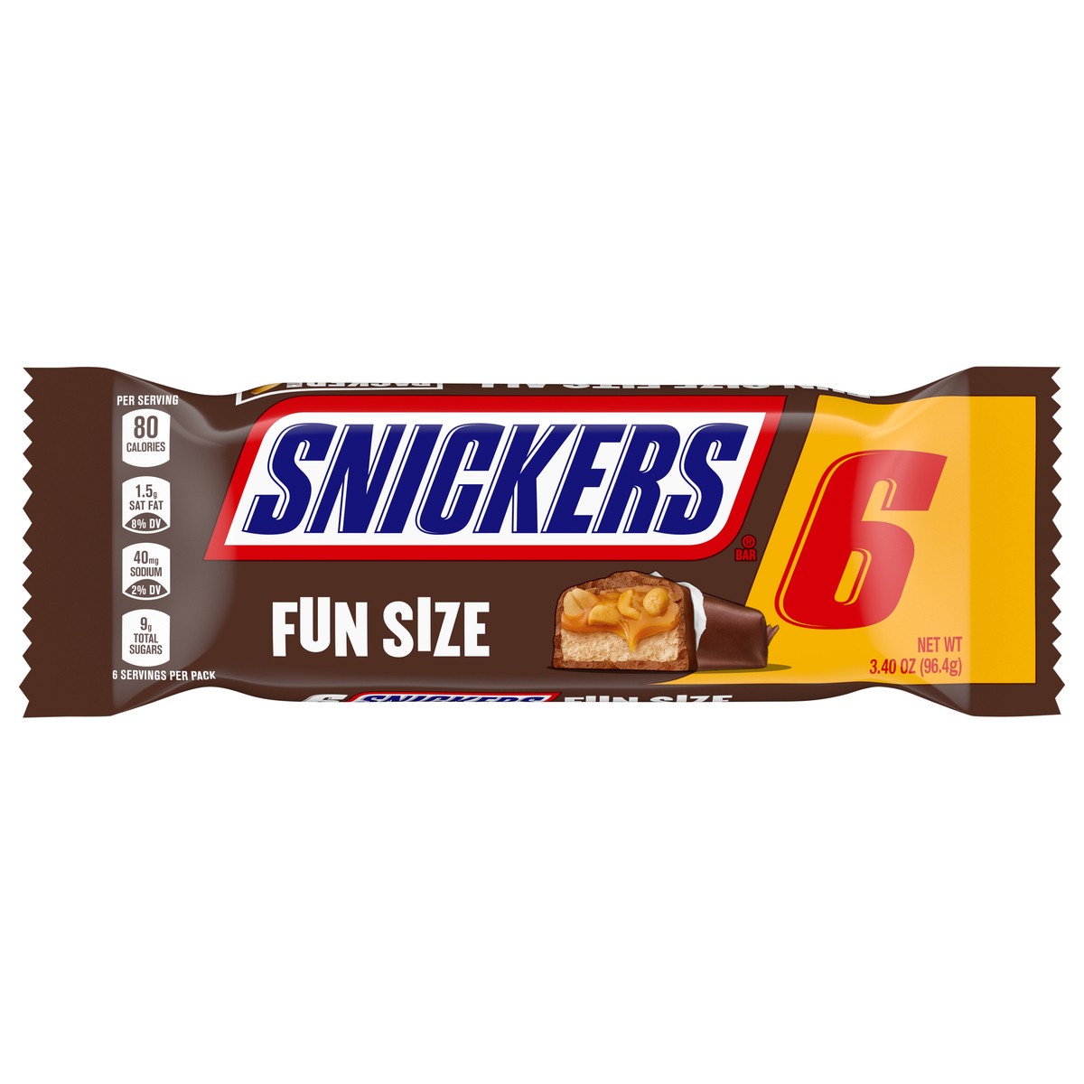 slide 1 of 8, SNICKERS Fun Size Chocolate Candy Bars, 3.4 oz (6 Pack), 3.4 oz