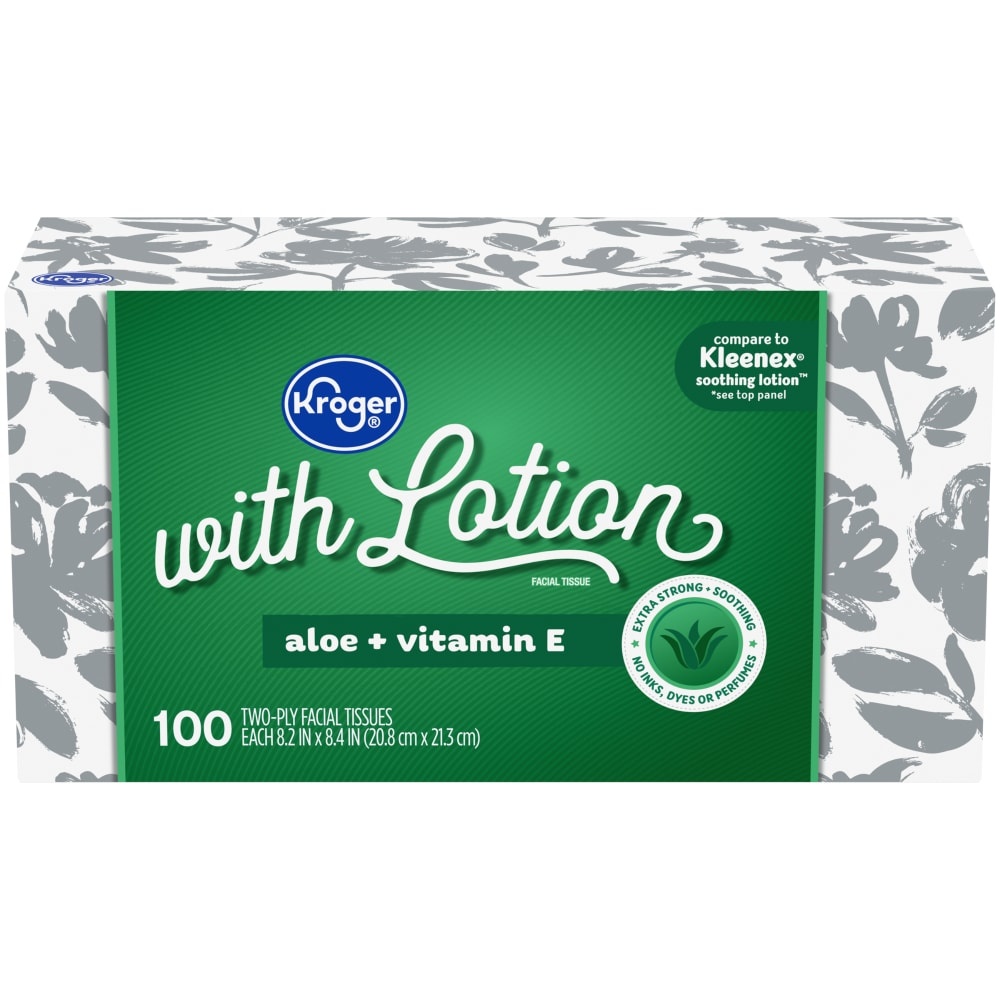 slide 1 of 1, Kroger Home Sense White Facial Tissues With Lotion, 100 ct