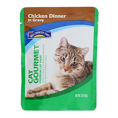 slide 1 of 1, Hill Country Fare Cat Gourmet Premium Cat Food Chicken Dinner in Gravy, 3 oz