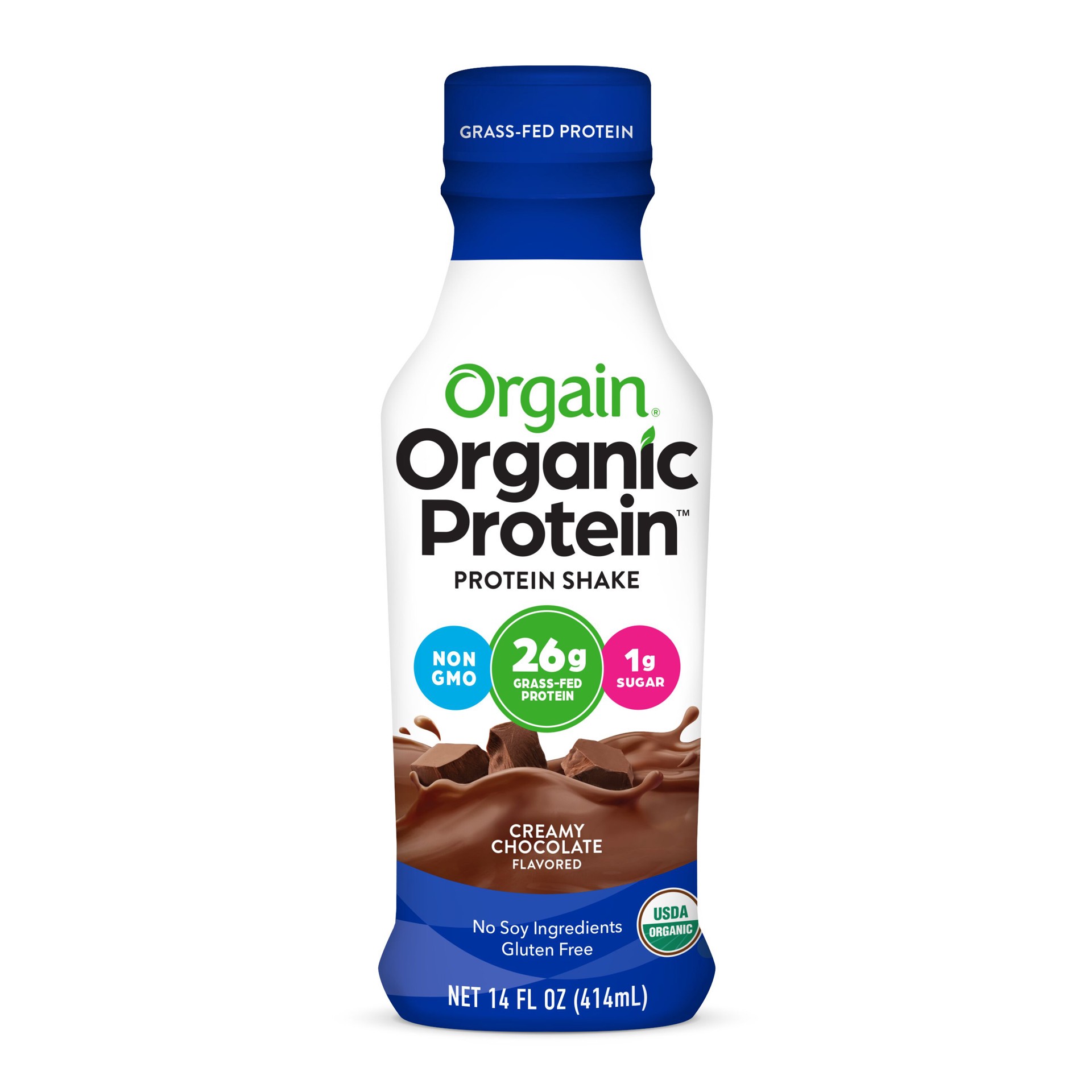 slide 1 of 1, Orgain 26g Organic Grass-Fed Milk Protein Shake, Creamy Chocolate 14oz, 1ct, 14 fl oz